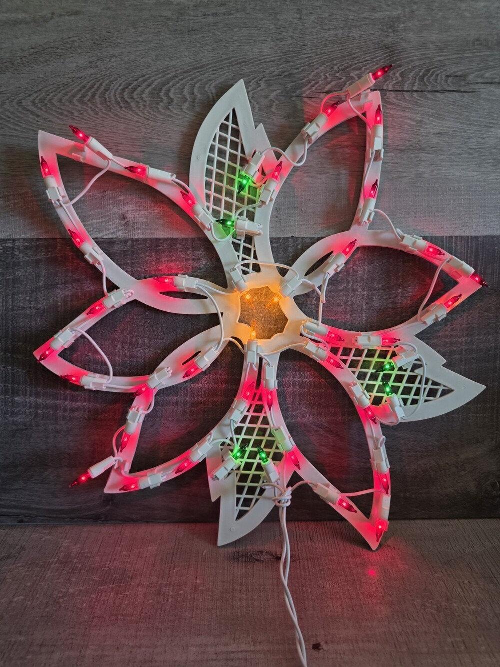 Vtg Impact Christmas Poinsettia Lighted Instant Décor 15" Window Decoration bin3
